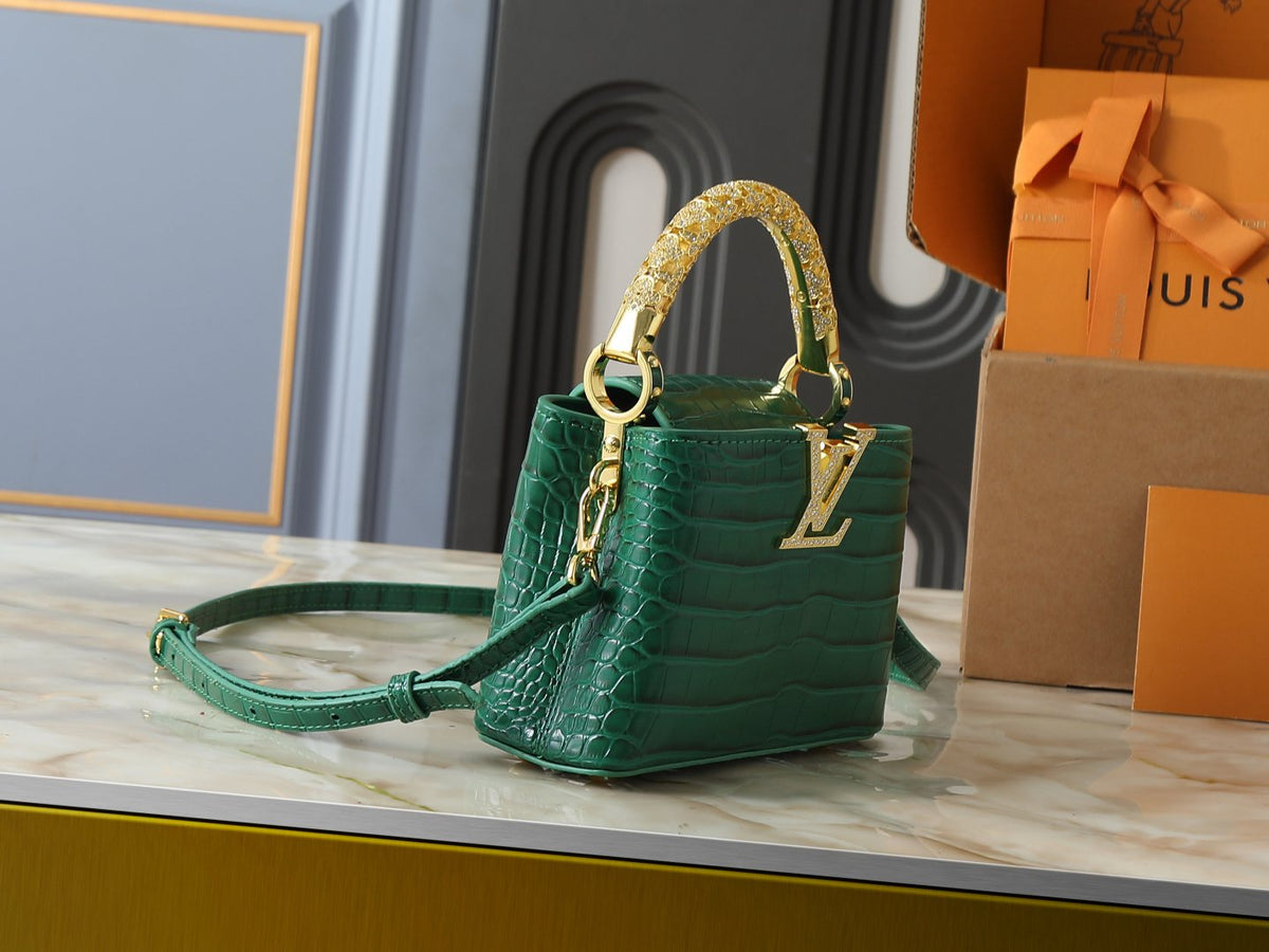 Louis Vuitton Capucines Exceptionals Embossed Top-Handle Bag — side