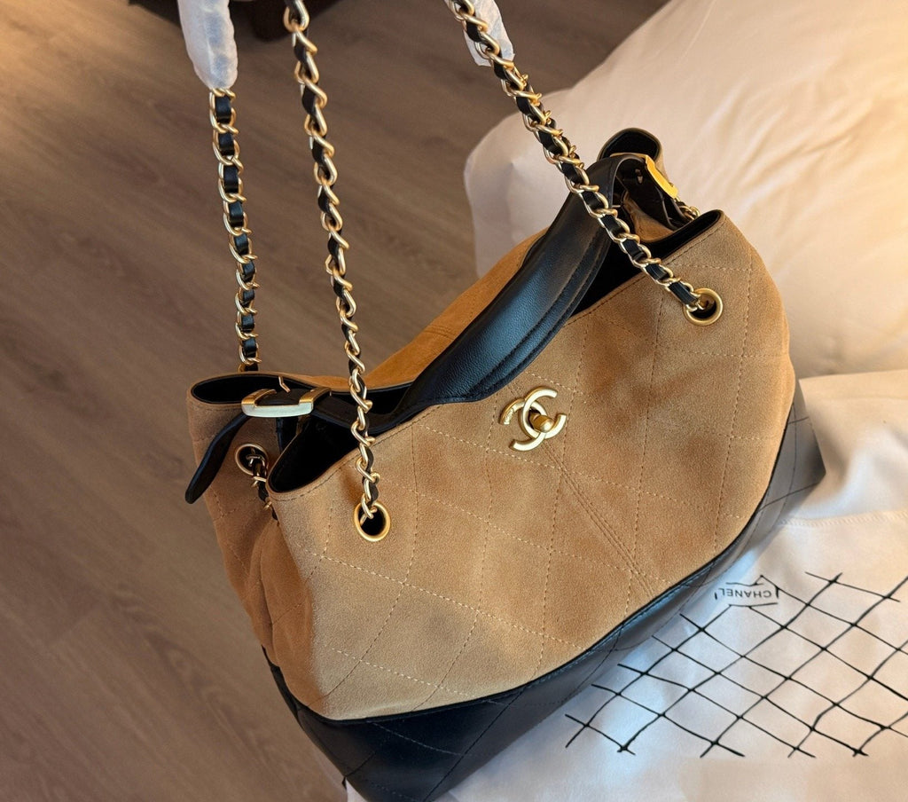 Chanel Two-Tone Chain Hobo Bag — side