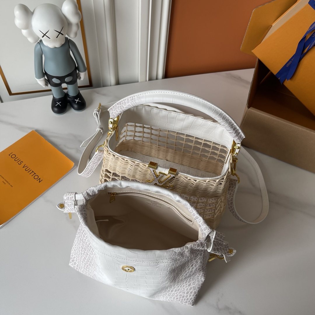 Louis Vuitton Capucines BB Rattan Woven Top-Handle Bag — detail