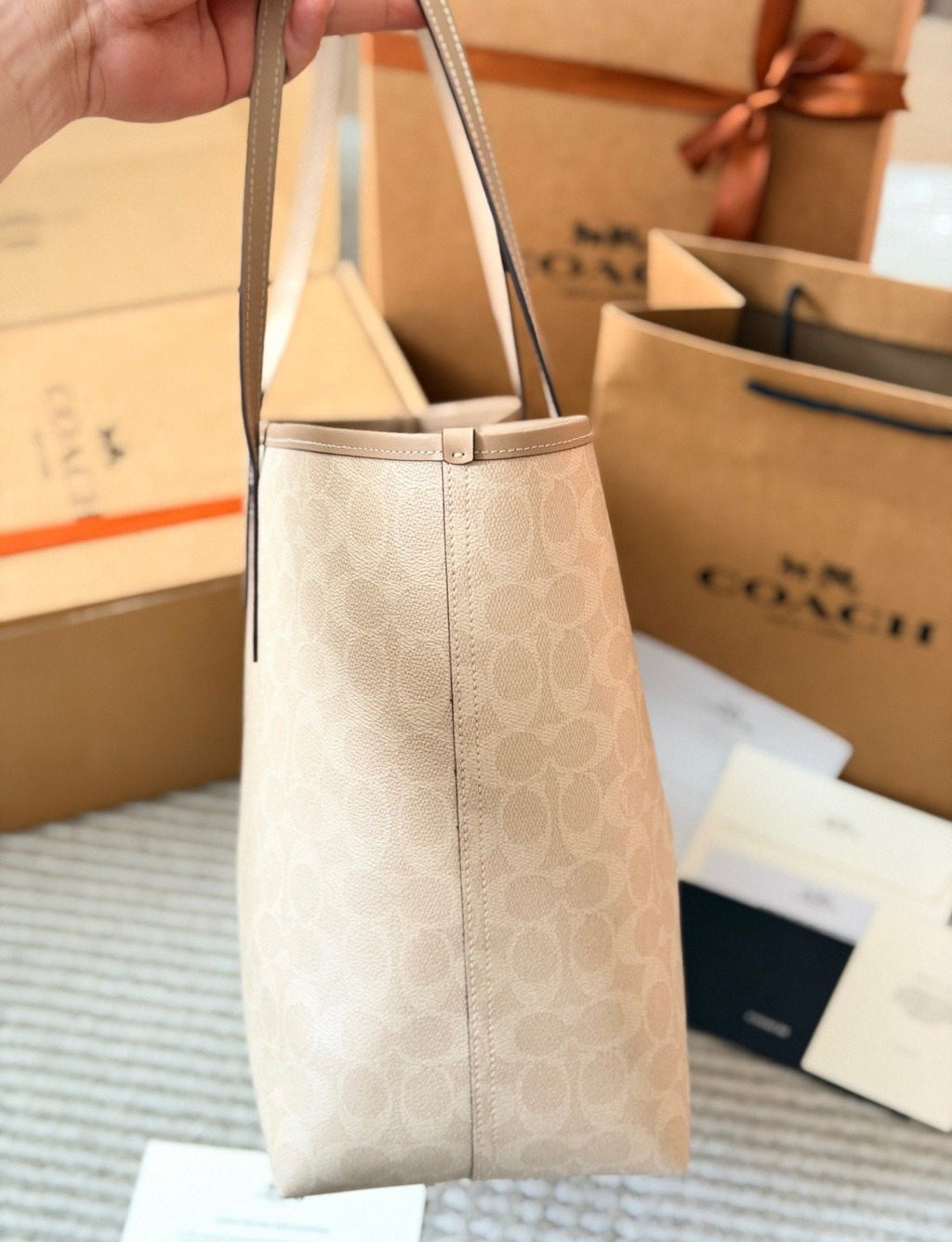 Coach City Tote in Signature Coated Canvas — side