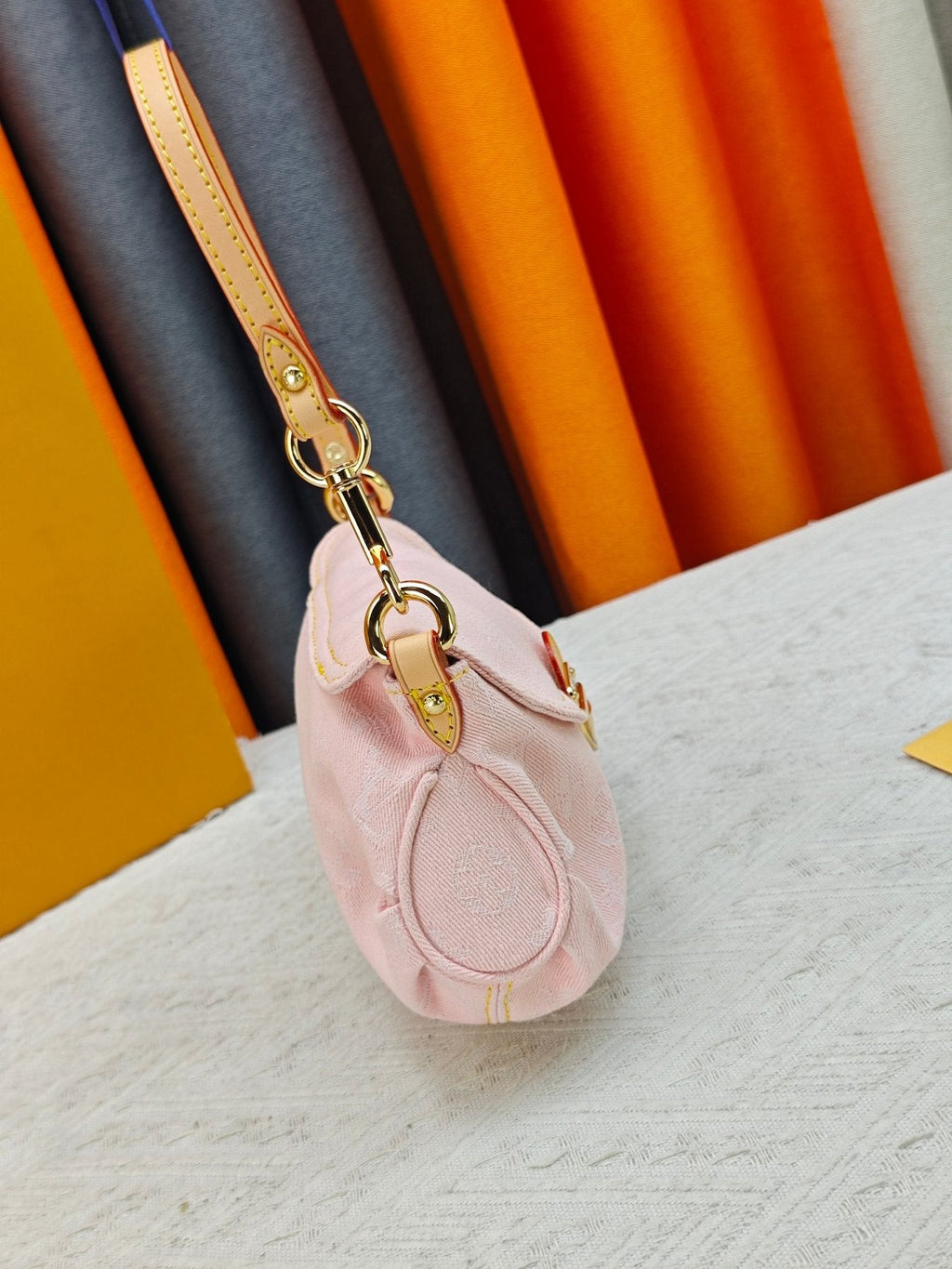 Louis Vuitton Pink Monogram Flap Shoulder Bag — side