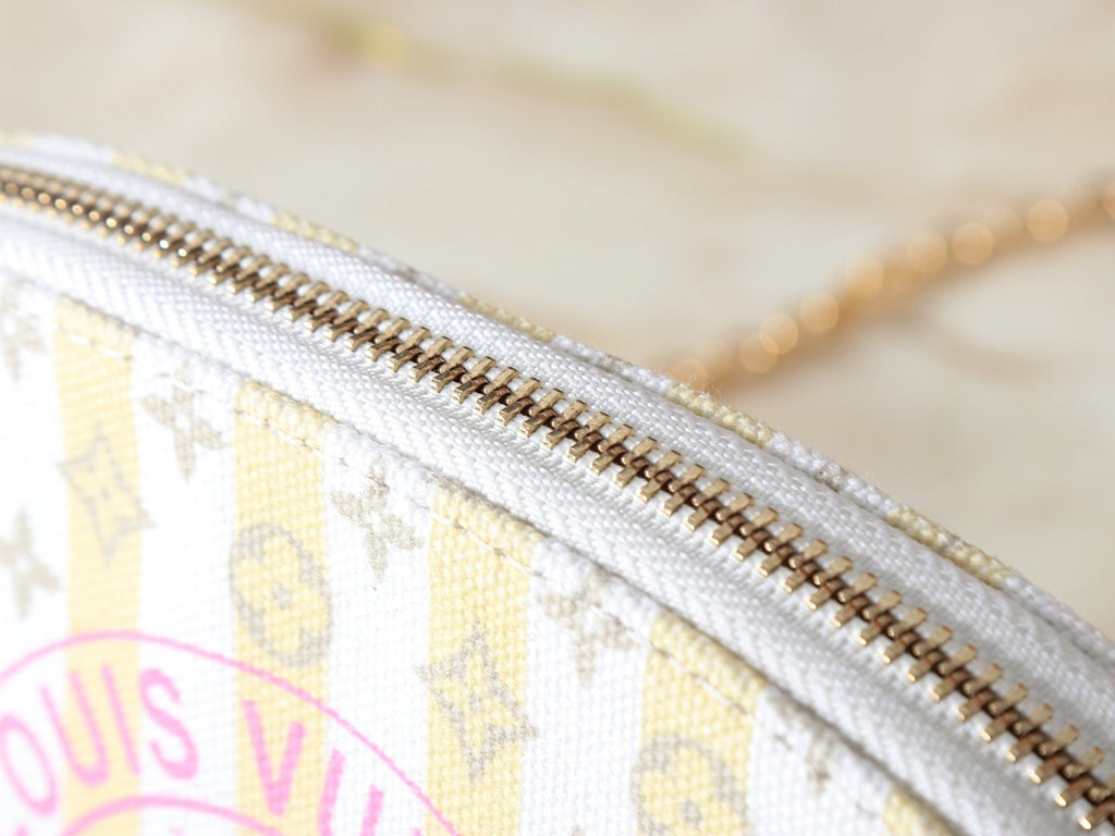 Louis Vuitton Striped Monogram Cosmetic Pouch with Pink Motif — detail