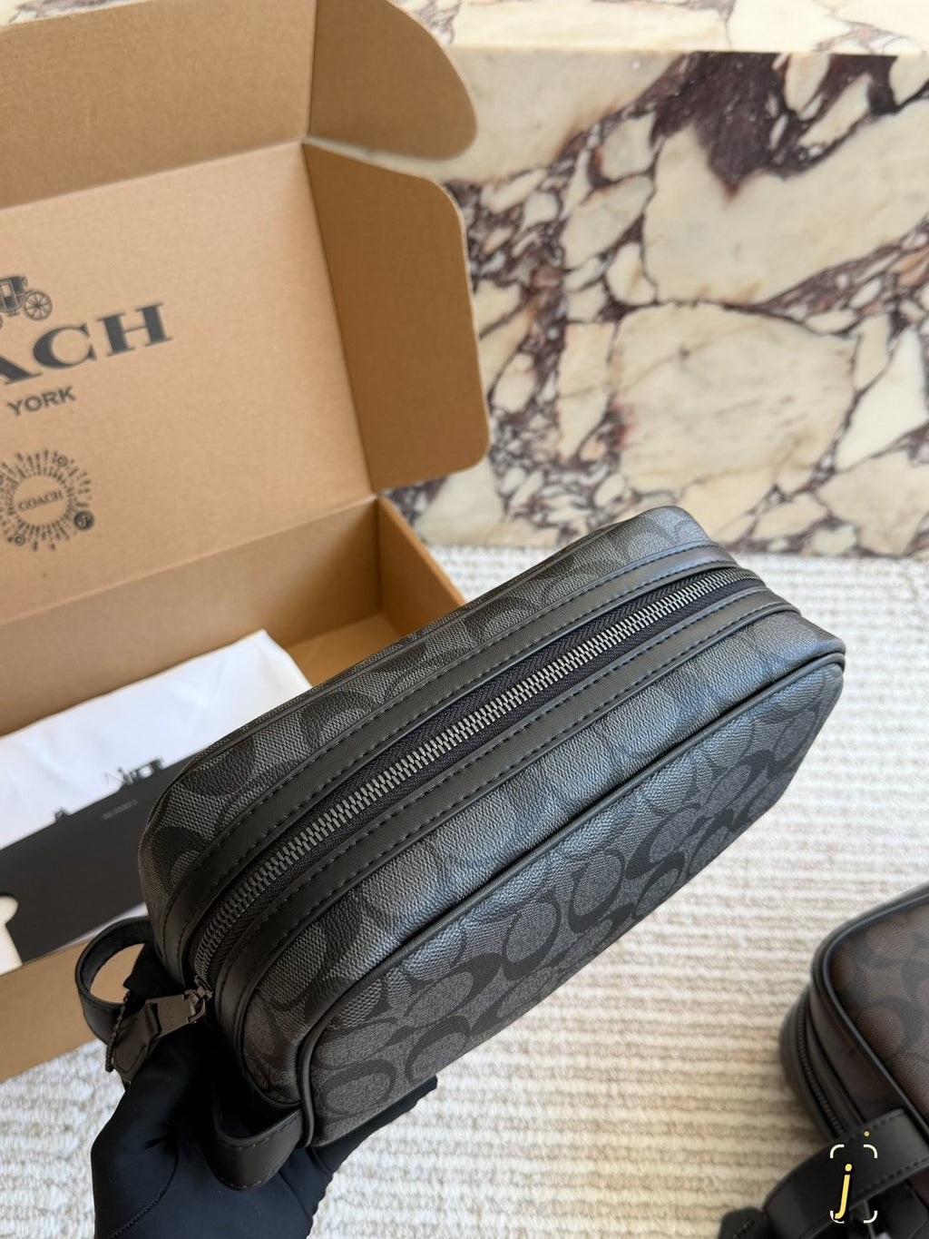 Coach C-Pattern Wrist Loop Toiletry Bag — detail