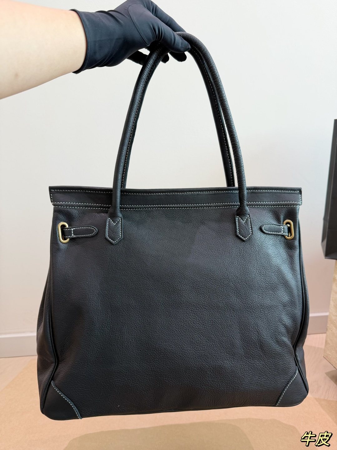 Firkin Berlin Black Leather Tote Bag — back