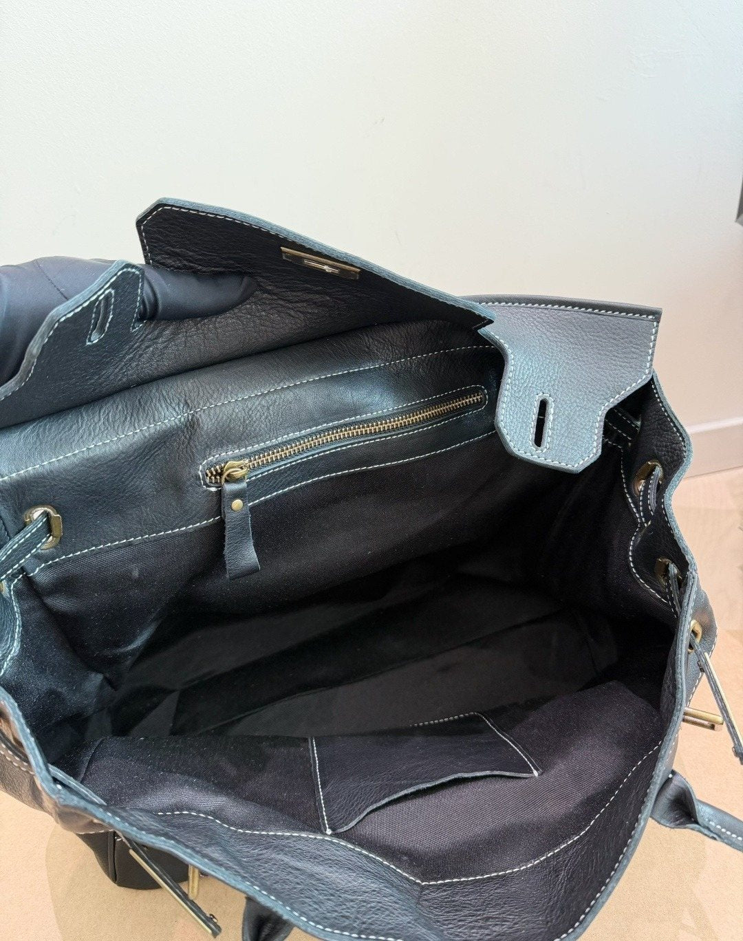 Firkin Berlin Black Leather Tote Bag — detail