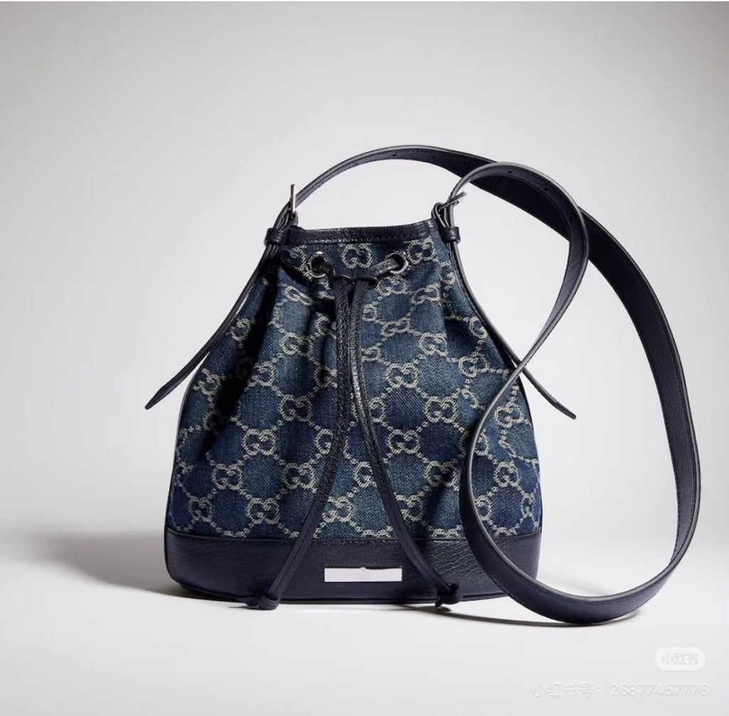 Gucci Blue GG Drawstring Bucket Bag — hero