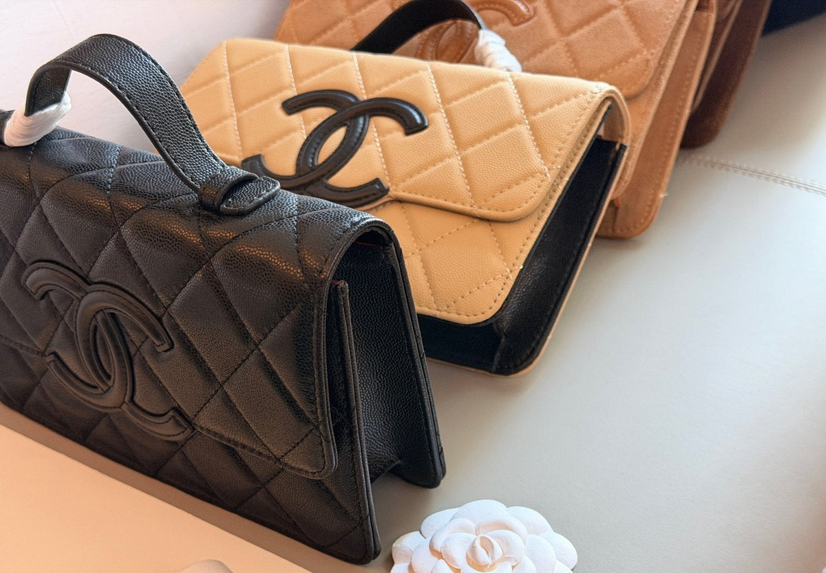 Chanel Cambon Quilted Top-Handle Flap Bag — detail