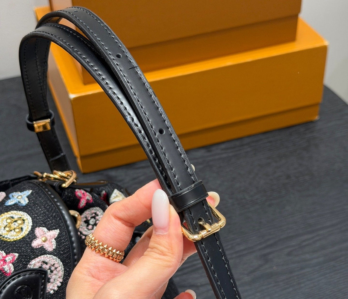 Louis Vuitton Odyssée Multicolor Monogram Bucket Bag — detail