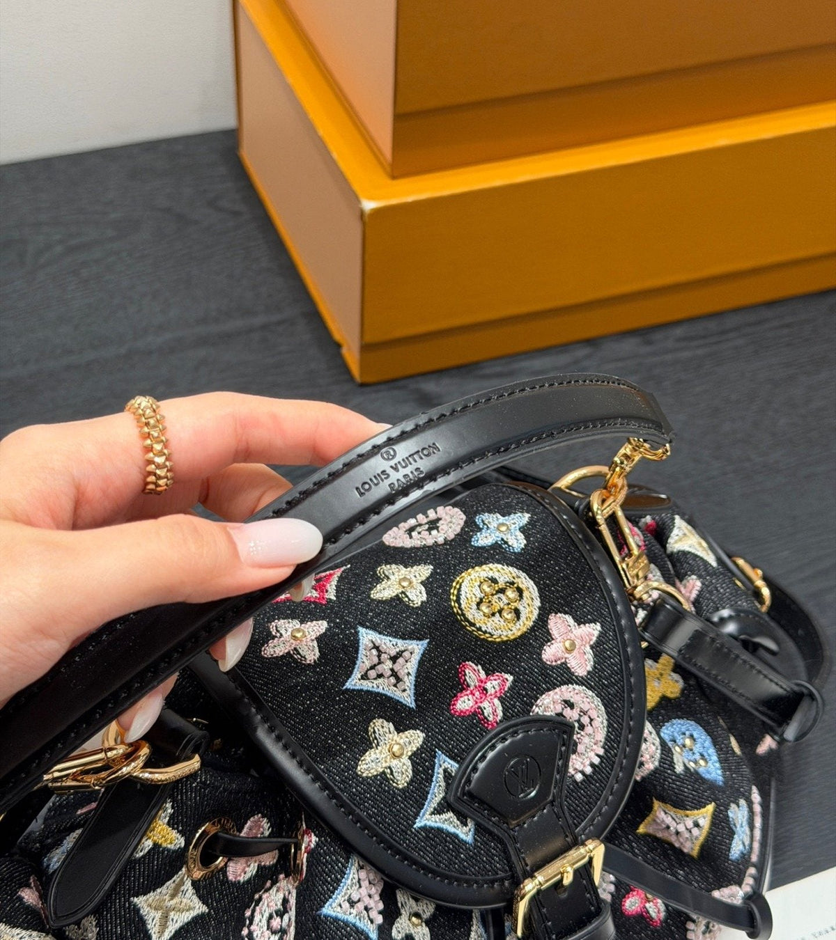 Louis Vuitton Odyssée Multicolor Monogram Bucket Bag — detail