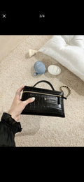 Chanel Crocodile-Pattern Zip Top-Handle Shoulder Bag — hero