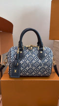 Louis Vuitton Speedy Blue Jacquard Satchel — hero