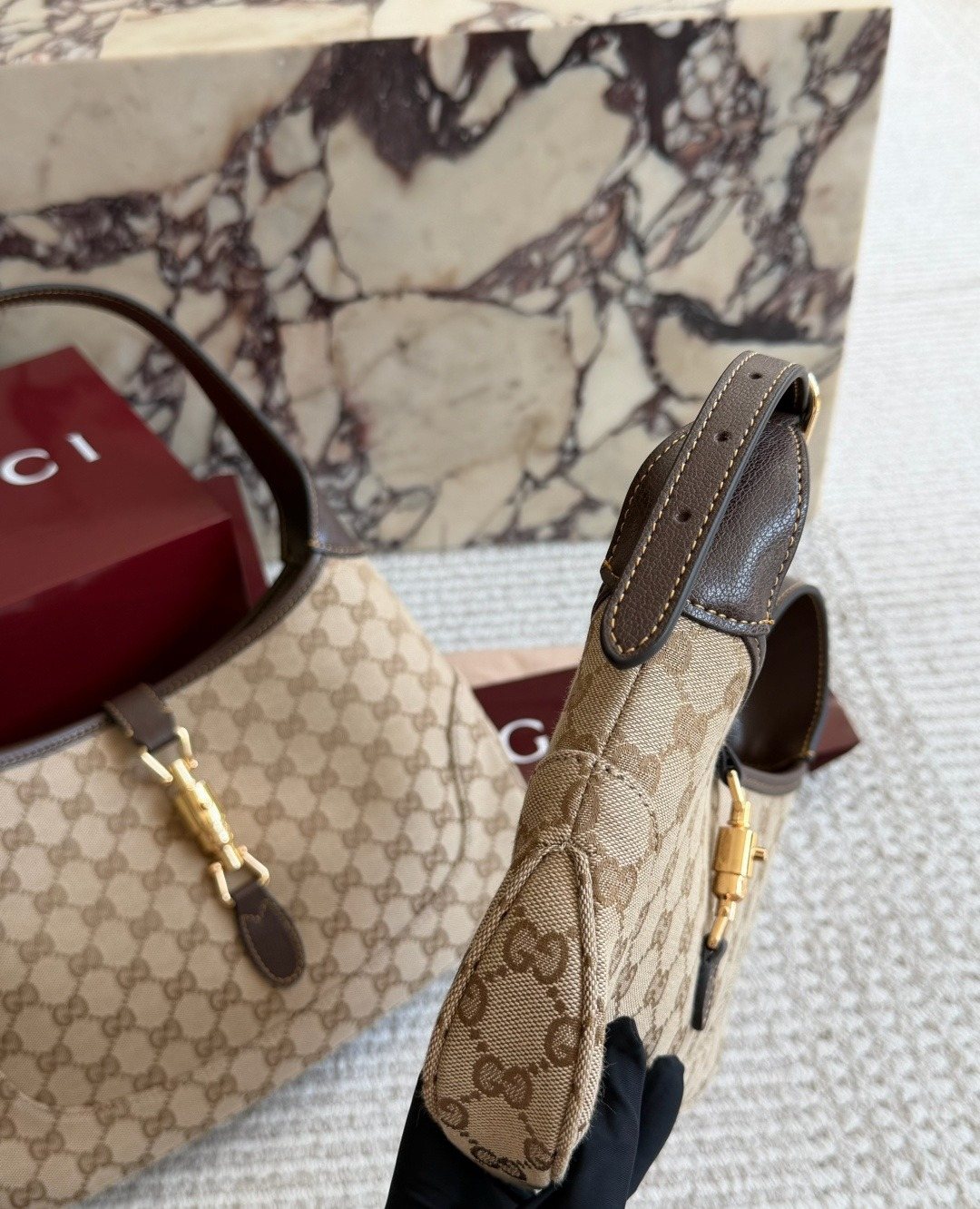 Gucci 1961 GG Monogram Shoulder Bag — detail