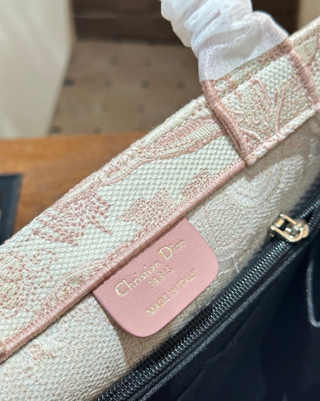 Dior Book Tote with Patterned Panels — detail