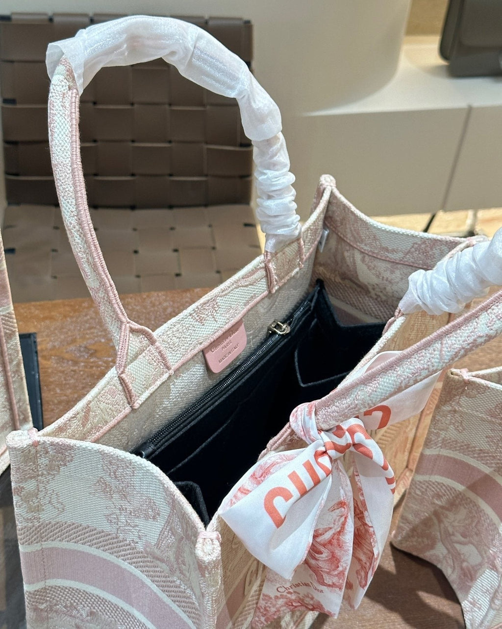 Dior Book Tote with Patterned Panels — detail