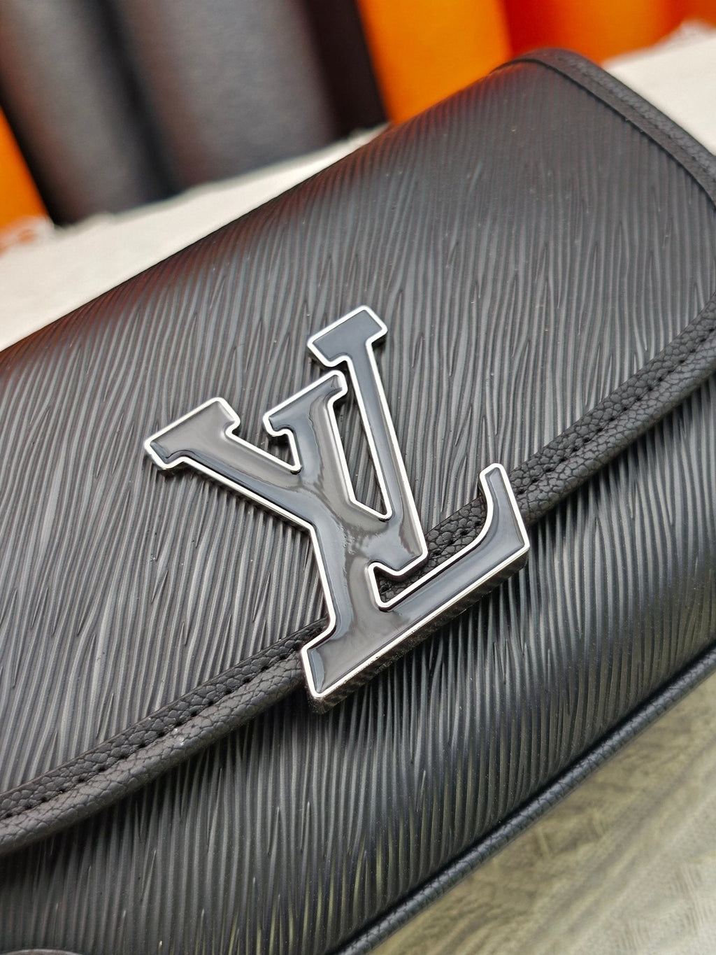 Louis Vuitton Textured Flap Shoulder Bag — detail