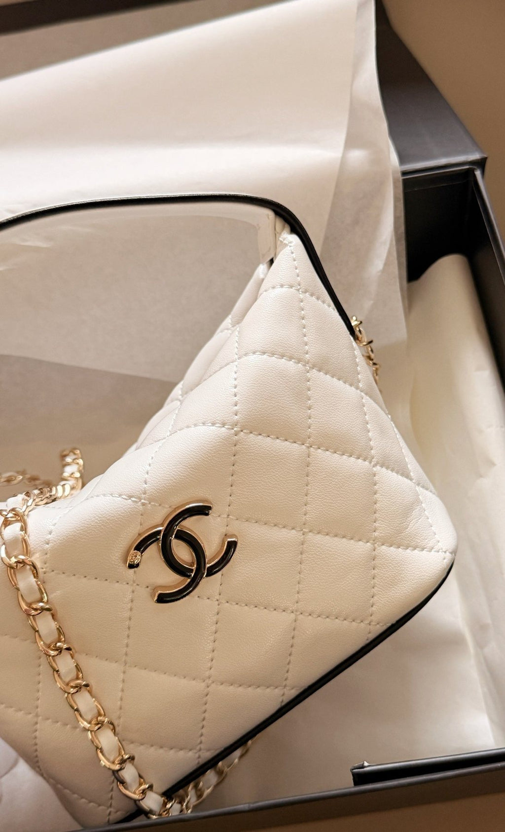 Chanel Quilted Box Top-Handle Bag — detail