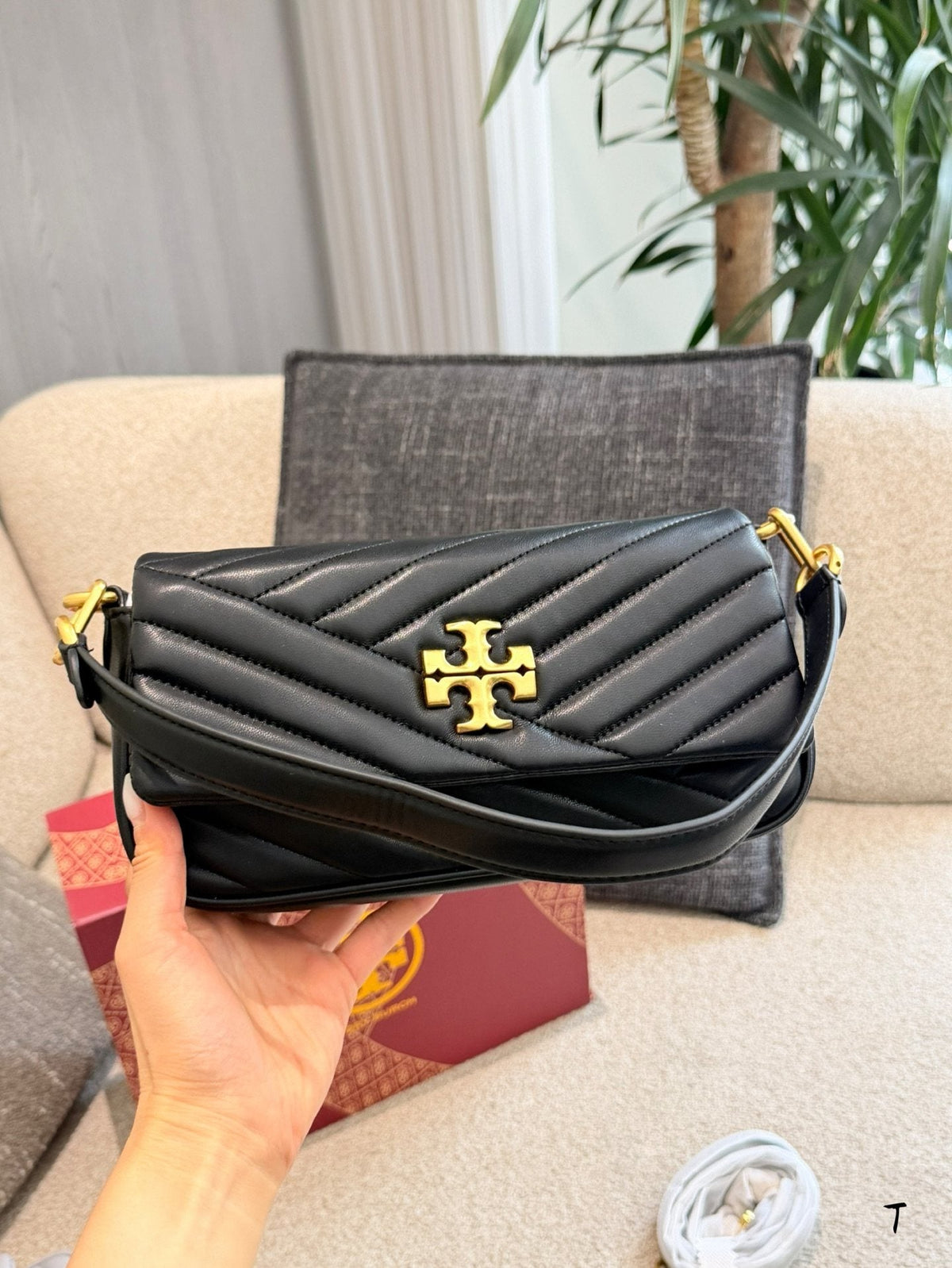 Tory Burch Kira Chevron-Quilted Baguette Bag — hero