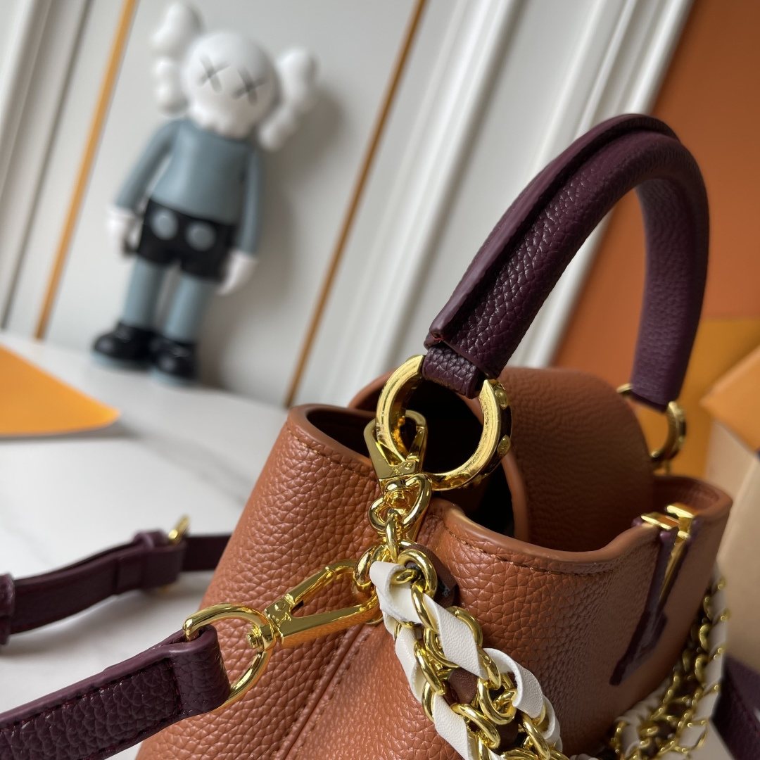 Louis Vuitton Capucines East West Floral Chain Handbag — detail