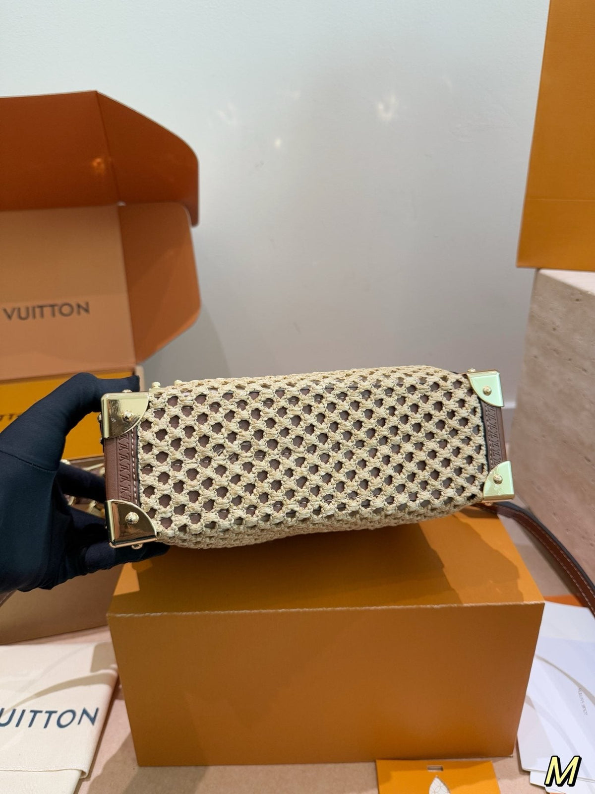 Louis Vuitton Woven Rectangular Top-Handle Bag — detail