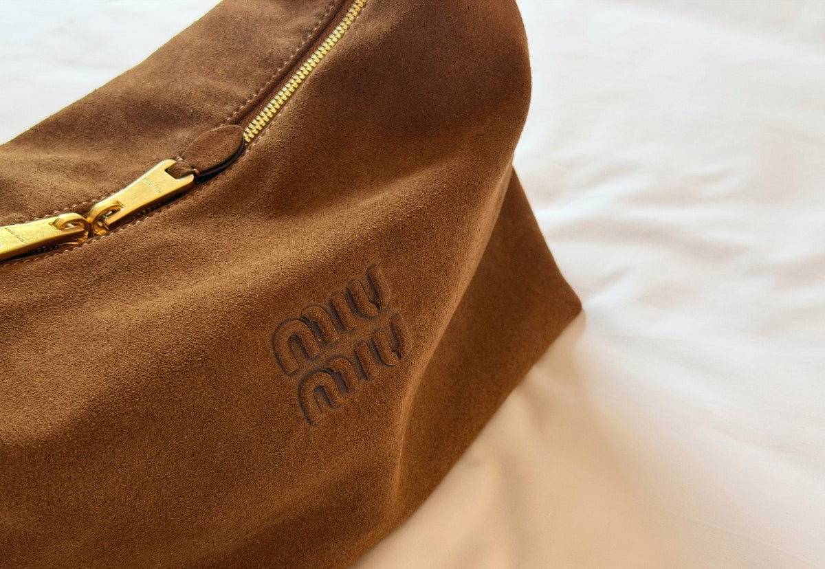 Miu Miu Soft Rectangular Zip-Top Shoulder Bag — detail