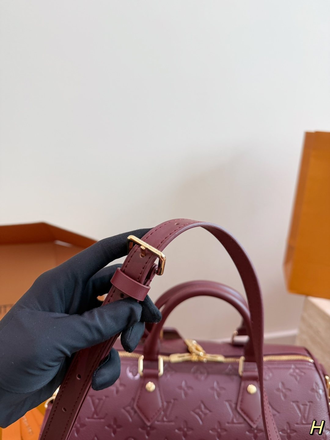 Louis Vuitton Speedy Soft Lucky Burgundy Monogram Bag — detail