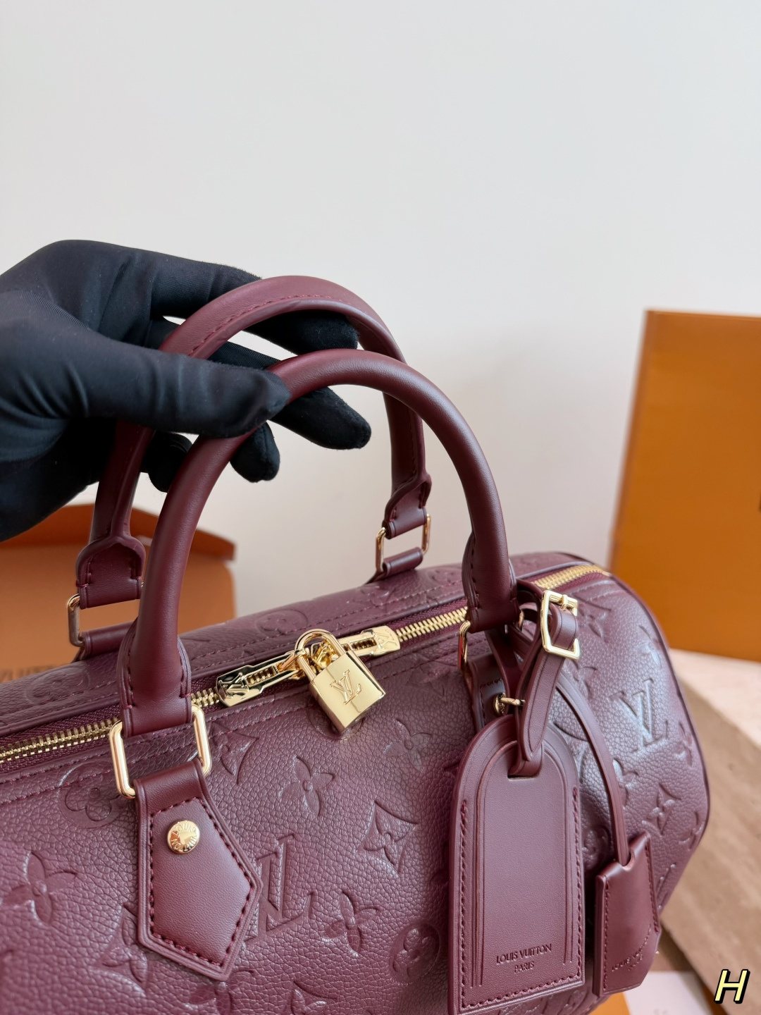 Louis Vuitton Speedy Soft Lucky Burgundy Monogram Bag — detail