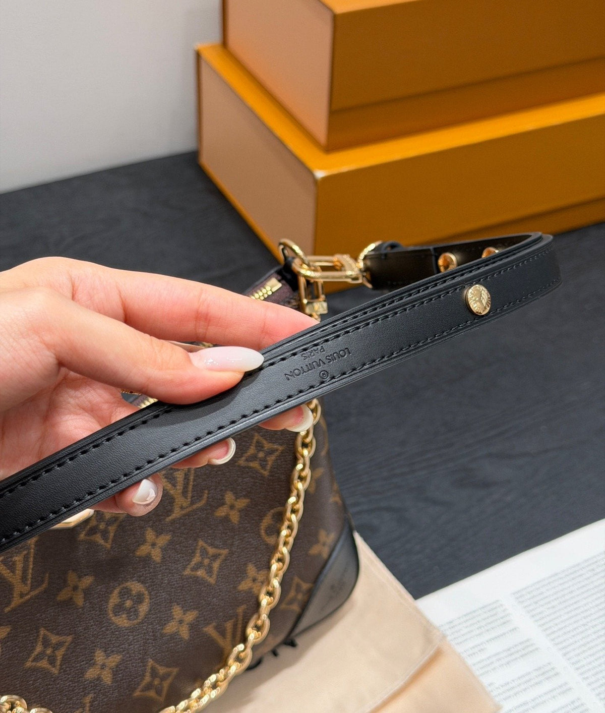 Louis Vuitton Boulogne Monogram Shoulder Bag — detail