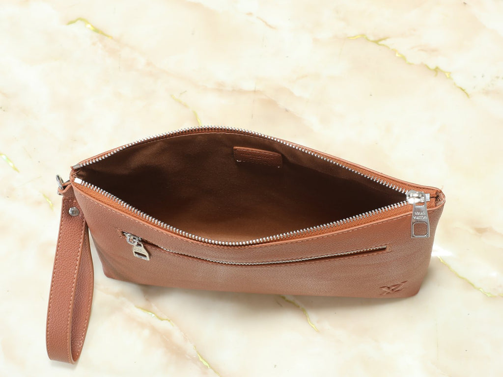 Louis Vuitton Takeoff Leather Wristlet Clutch — detail