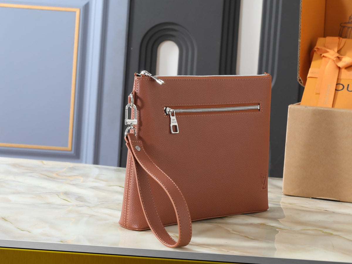 Louis Vuitton Takeoff Leather Wristlet Clutch — side
