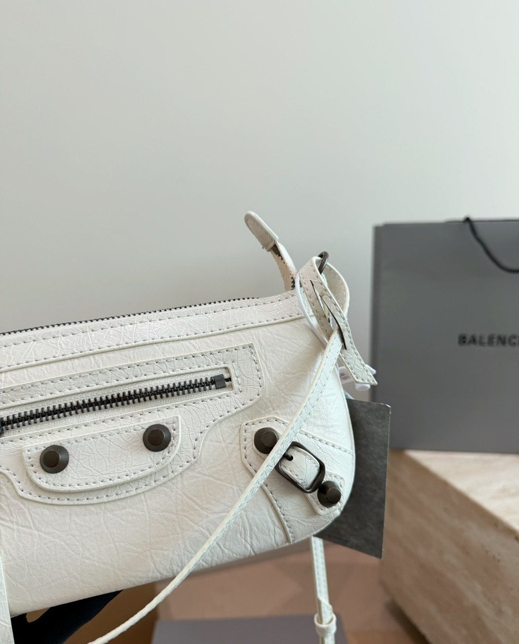 Balenciaga Studded Shoulder Bag with Long Zipper Ties — detail
