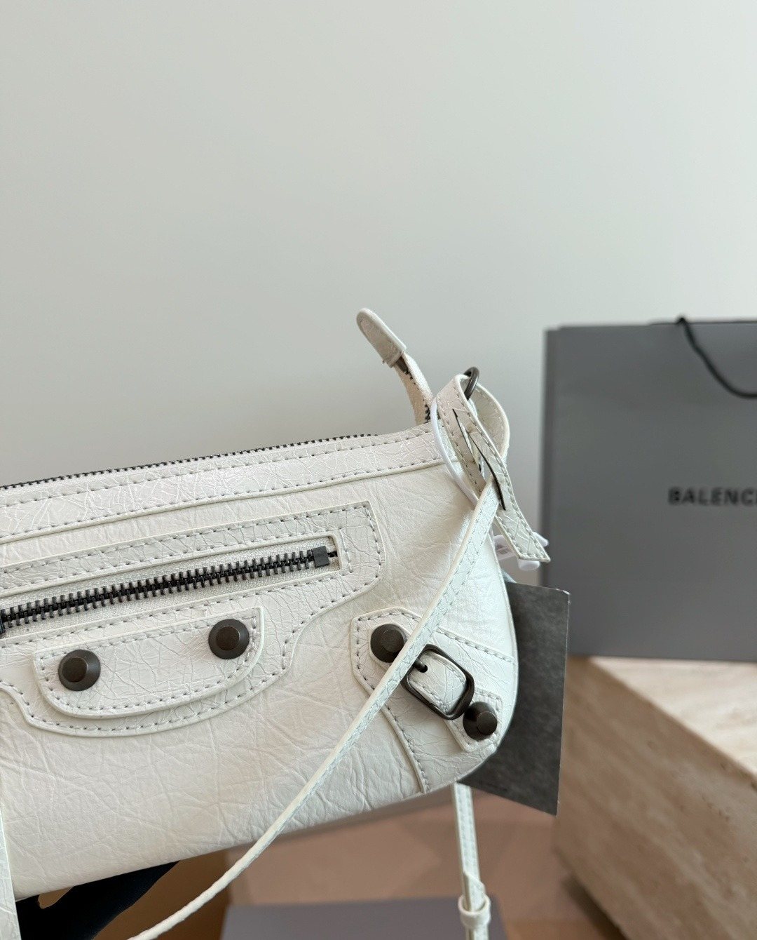 Balenciaga Studded Shoulder Bag with Long Zipper Ties — detail