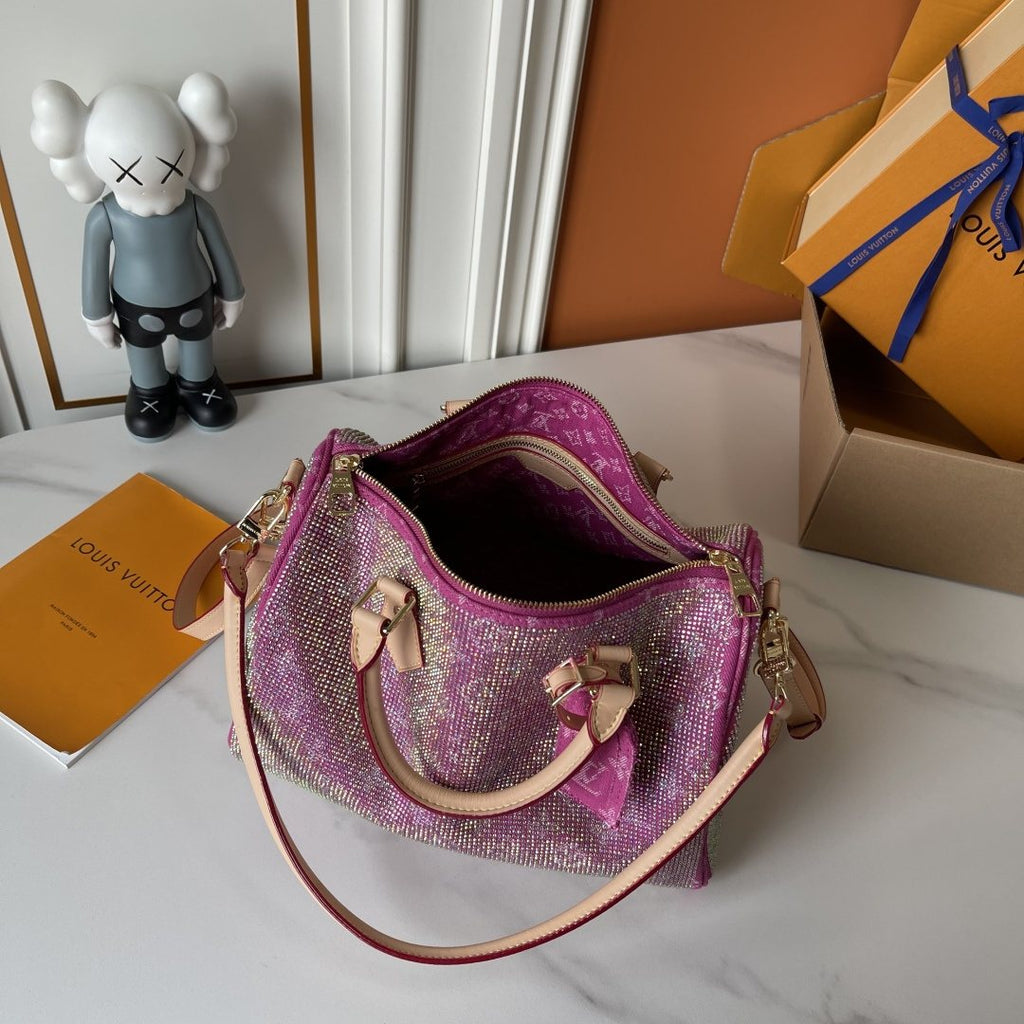 Louis Vuitton Speedy Bandoulière Crystal-Embellished Boston Bag — detail