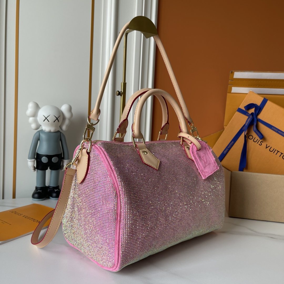 Louis Vuitton Speedy Bandoulière Crystal-Embellished Boston Bag — side