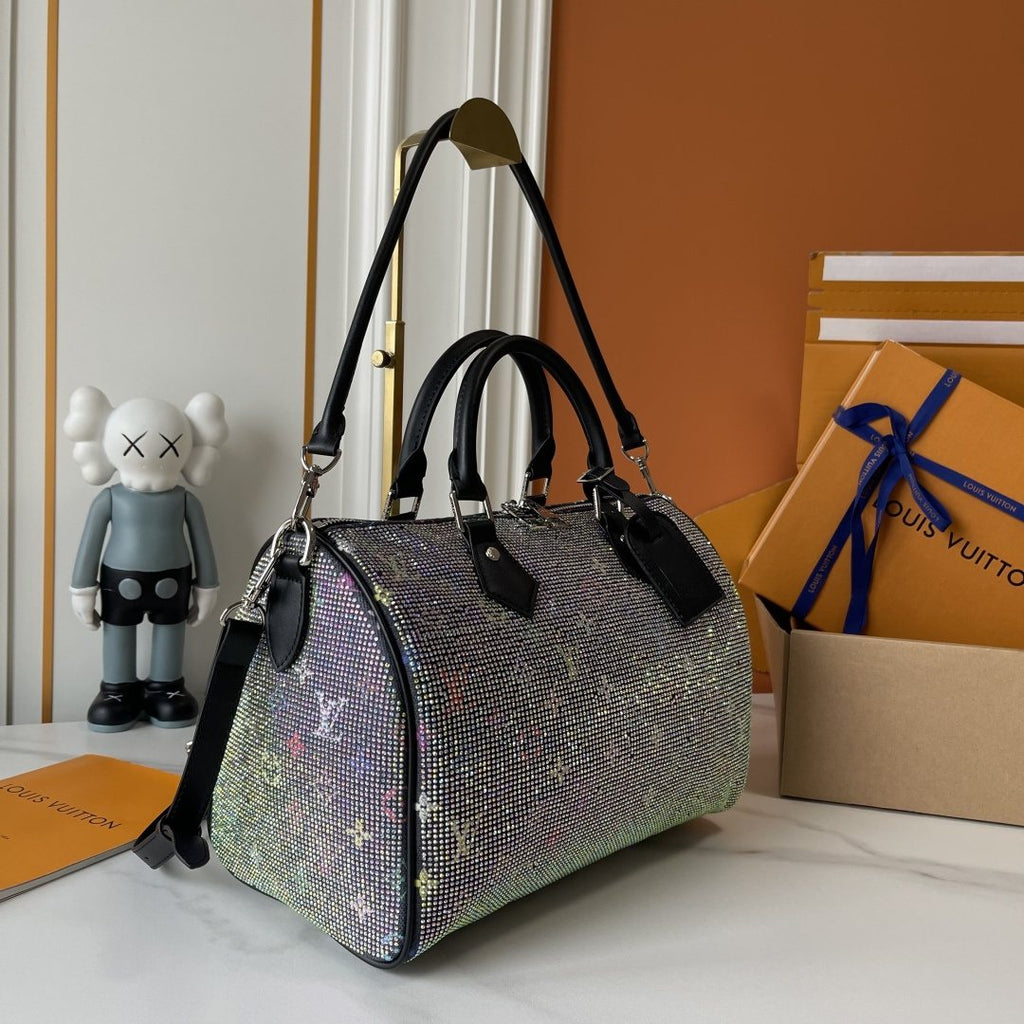 Louis Vuitton Speedy Bandoulière Crystal-Embellished Boston Bag — side