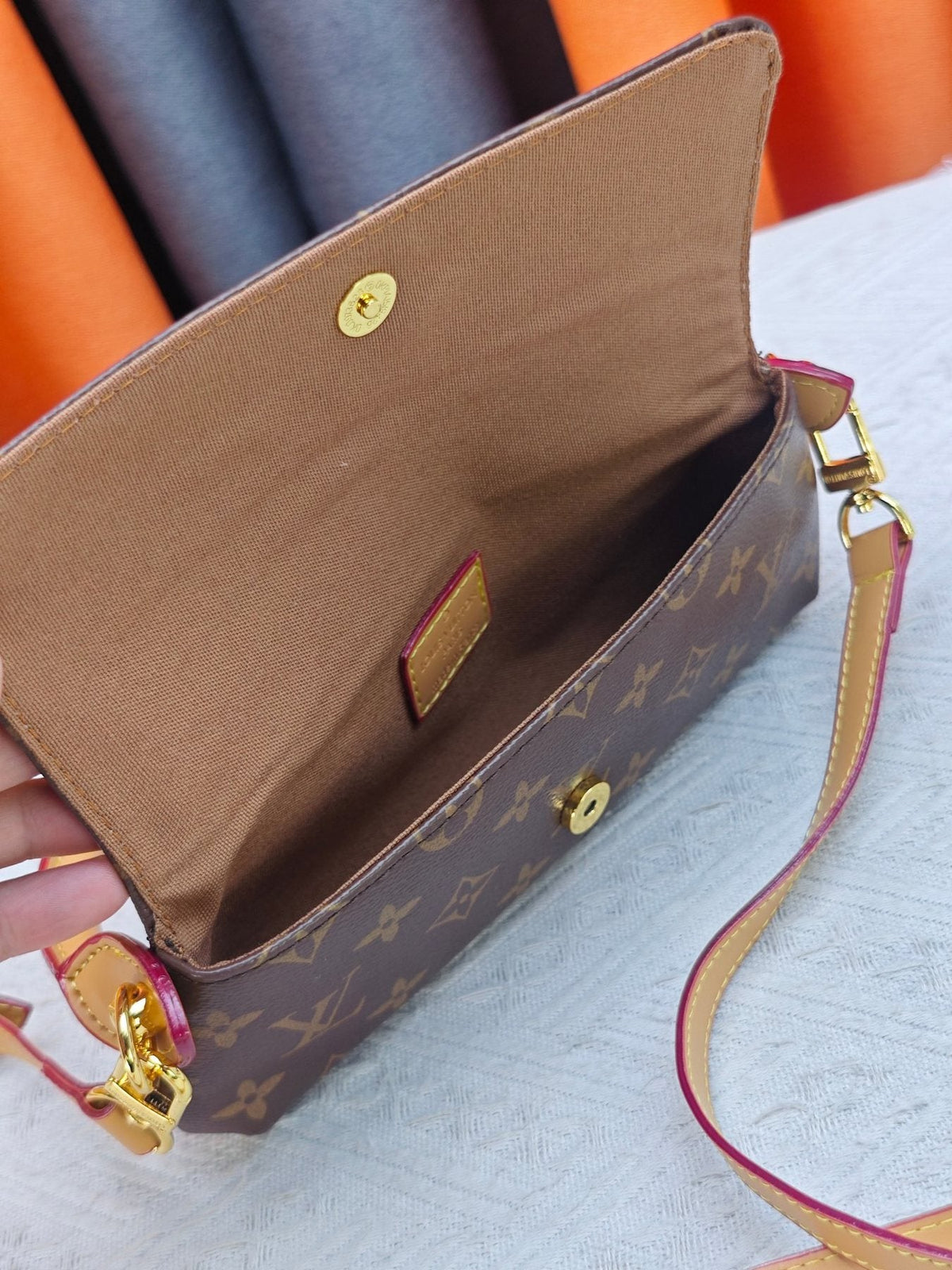 Louis Vuitton Brown Monogram Flap Bag — front